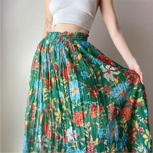 UO - Green Floral Clove Print Boho Maxi Skirt